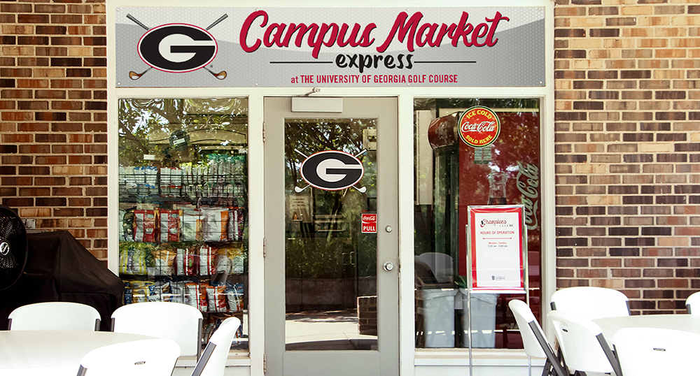 Photo of the enterance of Campus Market Express at the UGA Golf Course. 