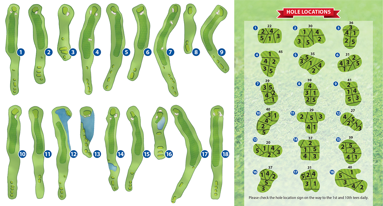 Graphics of the tees and holes.
